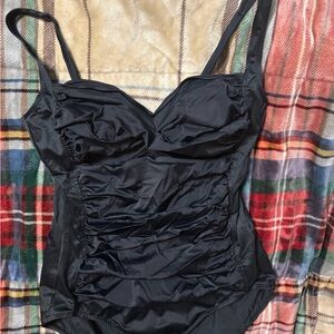 Croft & Barrow Black Ruched Swimsuit